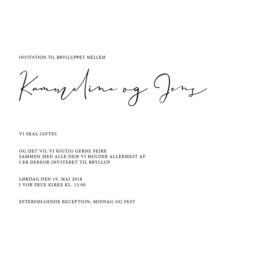 Invitationer - Kammeline & Jens